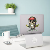 Sticker Skateboard fun Jolly roger Skull Cross Swords (Ordinateur portable sur le bureau)