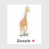 Sticker Skateboard girafe (Feuille)