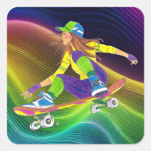 Sticker Skateboard Girl
