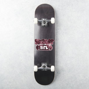 Sticker Skater Girl   Agate de galaxie de Bourgogne mignon