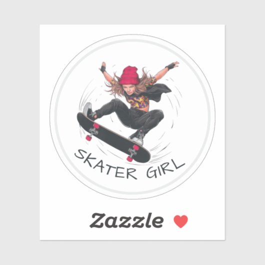 Sticker Skater Girl Skateboard (Feuille)