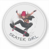 Sticker Skater Girl Skateboard (Devant)