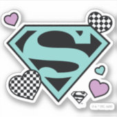 Sticker Skater Girl Supergirl Coeurs S-Shield (Devant)