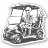 Sticker Skeletal Golfer Crâne Jouer Golf (Devant)