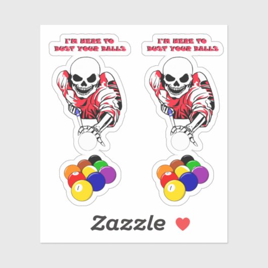 Sticker Skeleton Ball buster Pool Billard art original (Feuille)