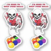 Sticker Skeleton Ball buster Pool Billard art original (Devant)