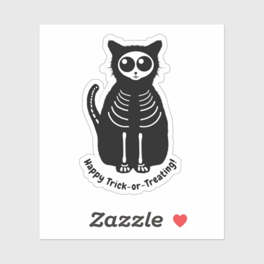 Sticker Skeleton Cat Halloween (Feuille)