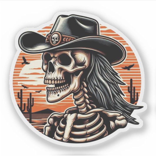 Sticker Skeleton Cowboy (Devant)