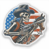 Sticker Skeleton Cowboy USA (Devant)