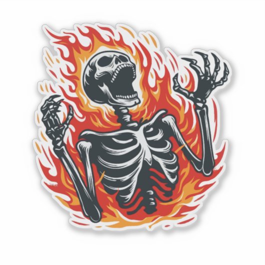 Sticker Skeleton en feu (Devant)