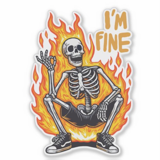 Sticker Skeleton en feu, ça va (Devant)