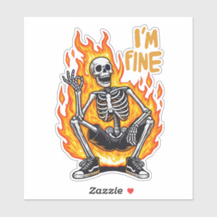 Sticker Skeleton en feu, ça va