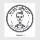 Sticker Skeleton Gentleman Barber Logo marque croisée (Feuille)