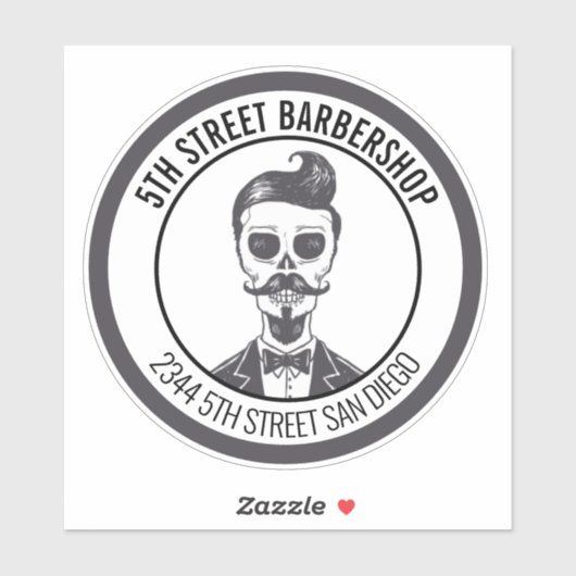 Sticker Skeleton Gentleman Barber Logo marque croisée (Feuille)