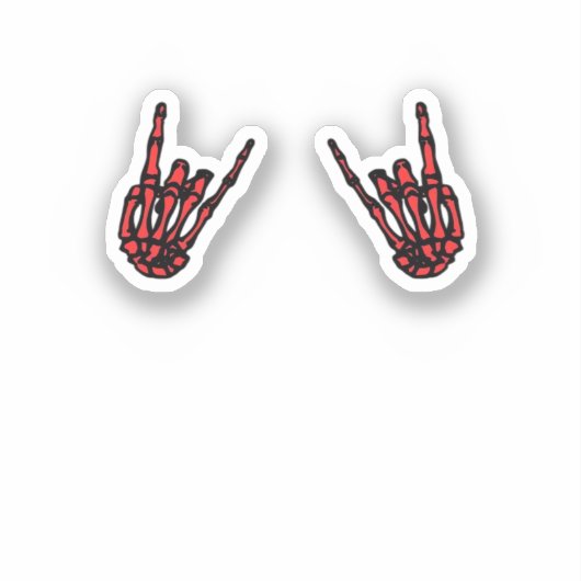 Sticker Skeleton Hand Heart Roll & Red Classic (Recto)