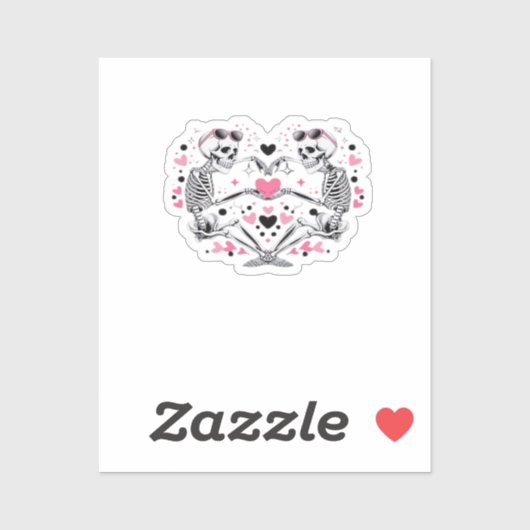 Sticker Skeleton Heart Mains Classique Viral (Feuille)
