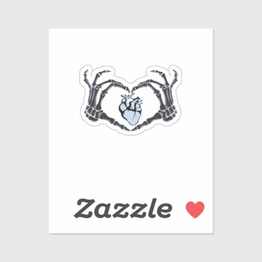 Sticker Skeleton Heart Mains Design Classique Pour Hallowe (Feuille)