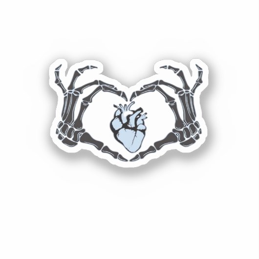 Sticker Skeleton Heart Mains Design Classique Pour Hallowe (Recto)