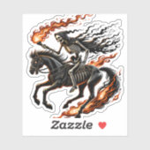 Sticker Skeleton Horseman Riding Flaming Horse (Feuille)