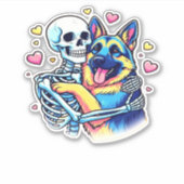 Sticker Skeleton Hugging a German Shepherd � Unique Gothic (Devant)