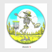 Sticker Skeleton Jouer Disque Golf (Feuille)