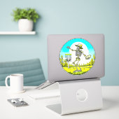 Sticker Skeleton Jouer Disque Golf (Ordinateur portable sur le bureau)