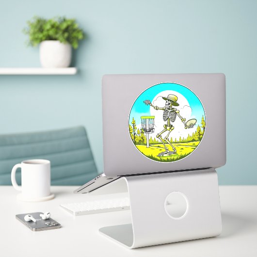 Sticker Skeleton Jouer Disque Golf (Ordinateur portable sur le bureau)