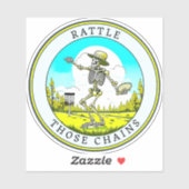 Sticker Skeleton Jouer Disque Golf | Accrochez ces chaînes (Feuille)