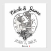 Sticker Skeleton Love Couple Mariage Mariage (Feuille)