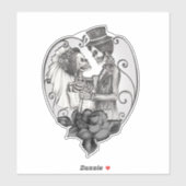 Sticker Skeleton Love Couple Mariage Mariage (Feuille)
