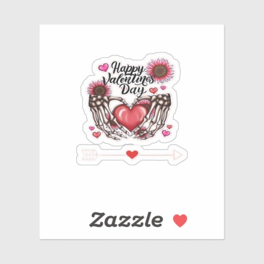 Sticker Skeleton Mains Valentines Classic de la journée (Feuille)