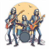 Sticker Skeleton Rock Band � Funny Halloween Shirt (Devant)