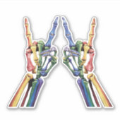 Sticker Skeleton Rock Main LGBTQ Cool Rainbow Flag Gay (Devant)