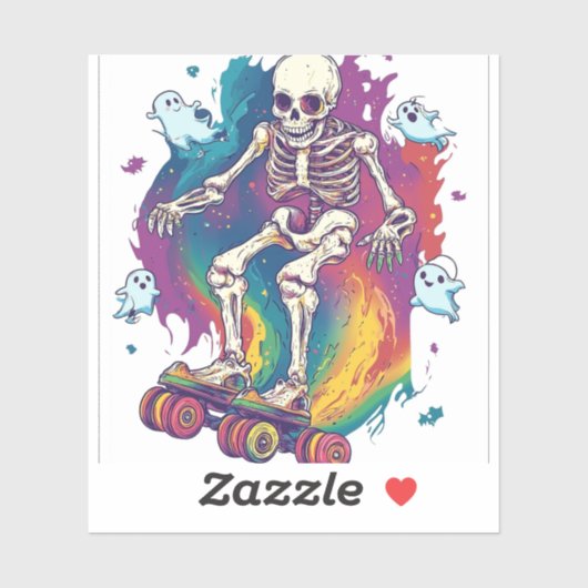 Sticker Skeleton Roller Skater (Feuille)