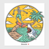 Sticker Skeleton Skateboard Dude Stranded Island Shark (Feuille)