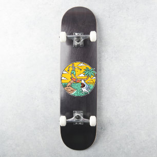 Sticker Skeleton Skateboard Dude Stranded Island Shark
