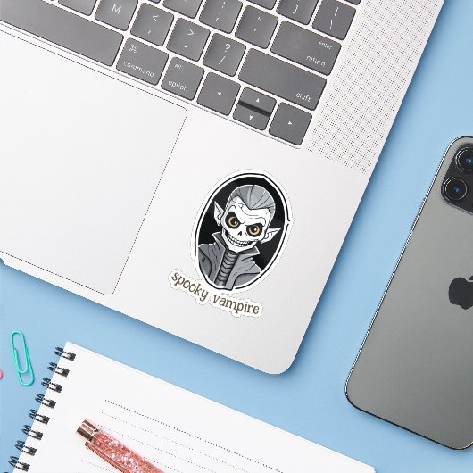 Sticker Skeleton Vampire (Ordinateur portable avec iPhone)