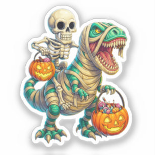 Sticker Skeleton Whimsical équitation maman T-Rex Hallowee
