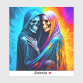 Sticker Skeletons enveloppés dans un arc-en-ciel (Feuille)