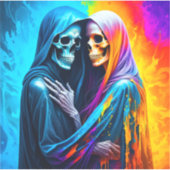 Sticker Skeletons enveloppés dans un arc-en-ciel (Devant)