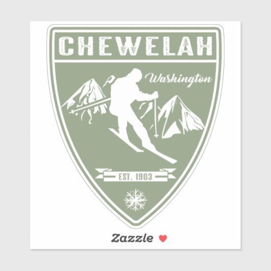 Sticker Ski Chewelah Washington (Feuille)