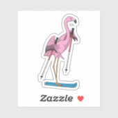 Sticker Ski de Flamant rose (Feuille)