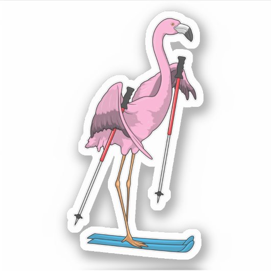 Sticker Ski de Flamant rose (Devant)