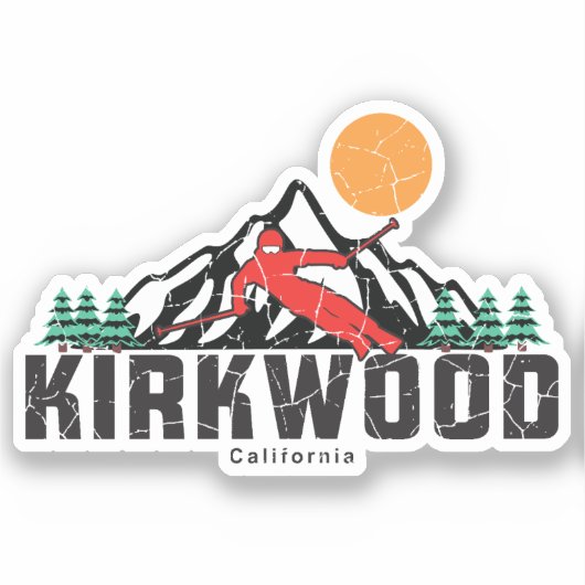 Sticker Ski de montagne Retro Kirkwood (Recto)