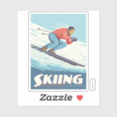 Sticker Ski est croire Retro Print (Feuille)