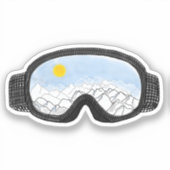 Sticker Ski Goggles Mountain View Illustration (Recto)