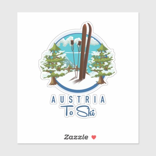 Sticker Ski, logo d'affiche de ski. (Feuille)