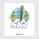 Sticker Ski, logo d'affiche de ski. (Feuille)