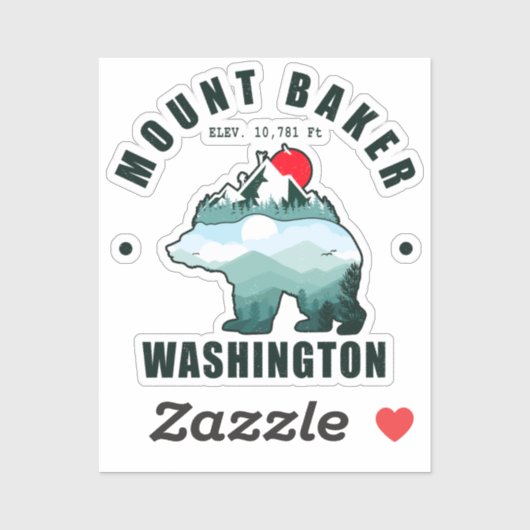 Sticker Ski Mount Baker Washington Bear Mountains (Feuille)