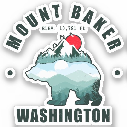 Sticker Ski Mount Baker Washington Bear Mountains (Recto)